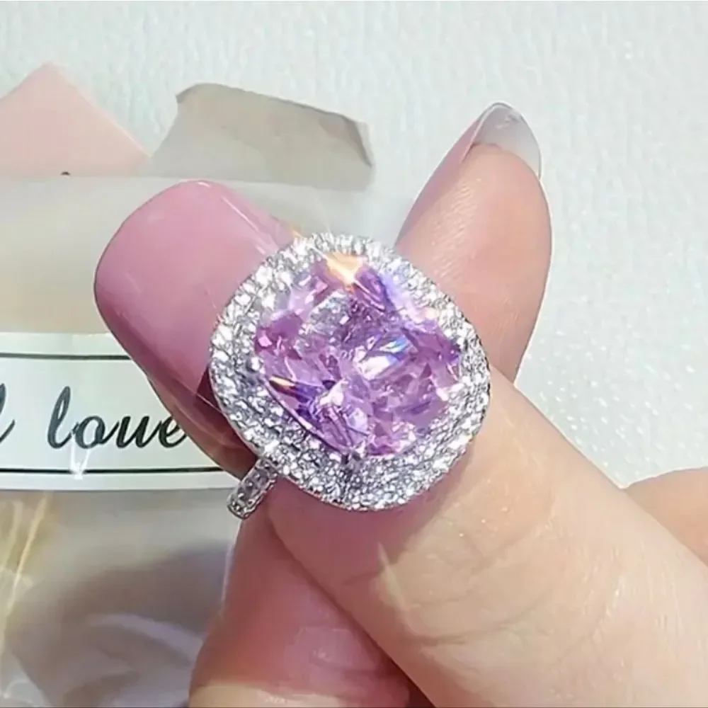 Pink Diamond Princess Cut Ring - Picture 11 of 12